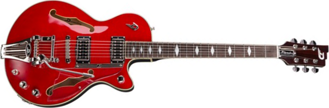 Duesenberg Starplayer Tv Deluxe Double F-hole Hs Trem Rw - Crimson Red - Semi-Hollow E-Gitarre - Main picture
