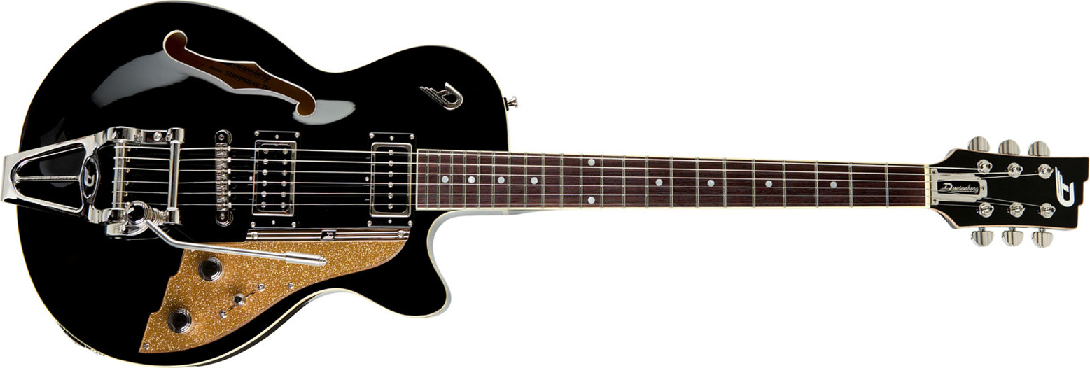 Duesenberg Starplayer Tv Hs Trem Rw - Black - Semi-Hollow E-Gitarre - Main picture