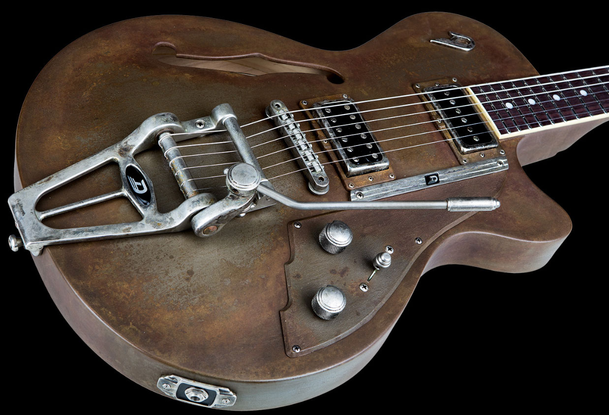 Duesenberg Custom Shop Starplayer Tv Hs Trem Rw - Rusty Steel - Semi-Hollow E-Gitarre - Variation 1