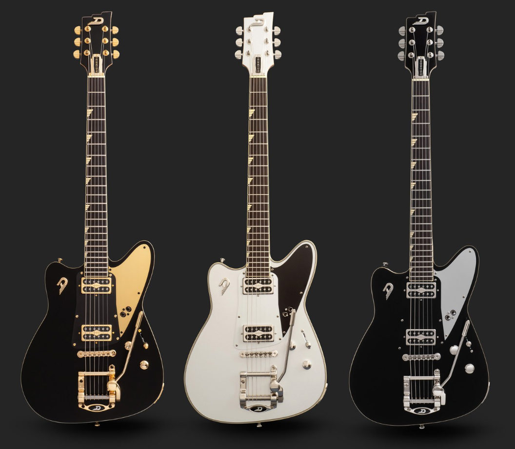 Duesenberg Falken Tremolo 2h Rw - Matte Black & Gold - Retro-Rock-E-Gitarre - Variation 5
