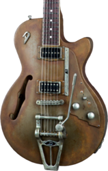 Semi-hollow e-gitarre Duesenberg Custom Shop Starplayer TV - Rusty steel