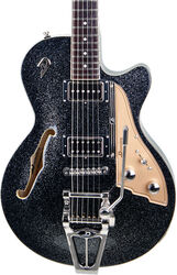 Semi-hollow e-gitarre Duesenberg Starplayer TV - Black sparkle