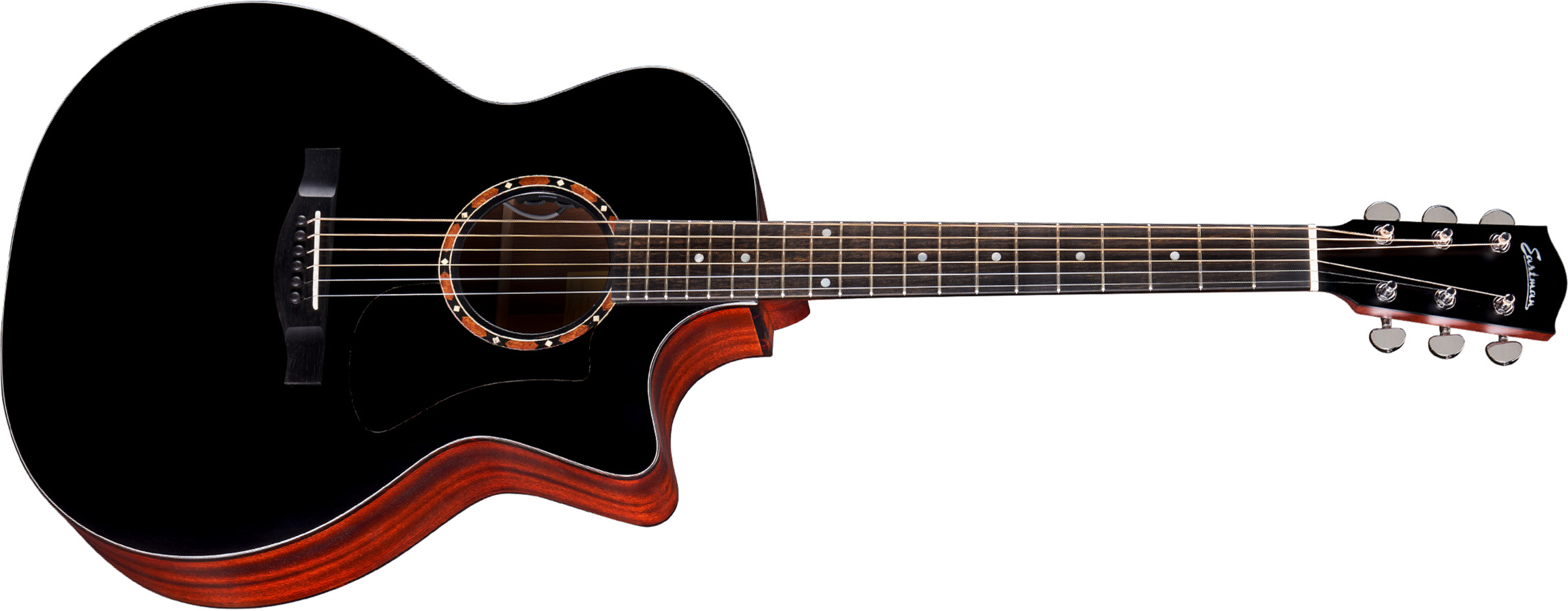 Eastman Ac122-2ce Grand Auditorium Cw Cedre Sapele Eb - Black Satin - Elektroakustische Gitarre - Main picture