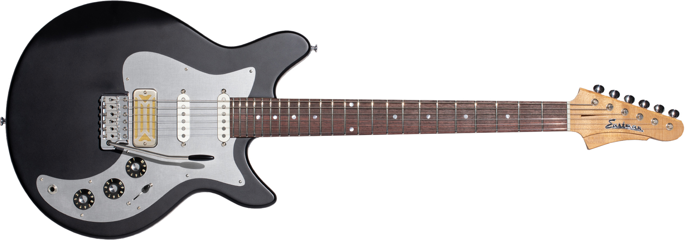 Eastman Dc62 Fullertone Hss Trem Rw - Truetone Satin Moss Black - Retro-Rock-E-Gitarre - Main picture
