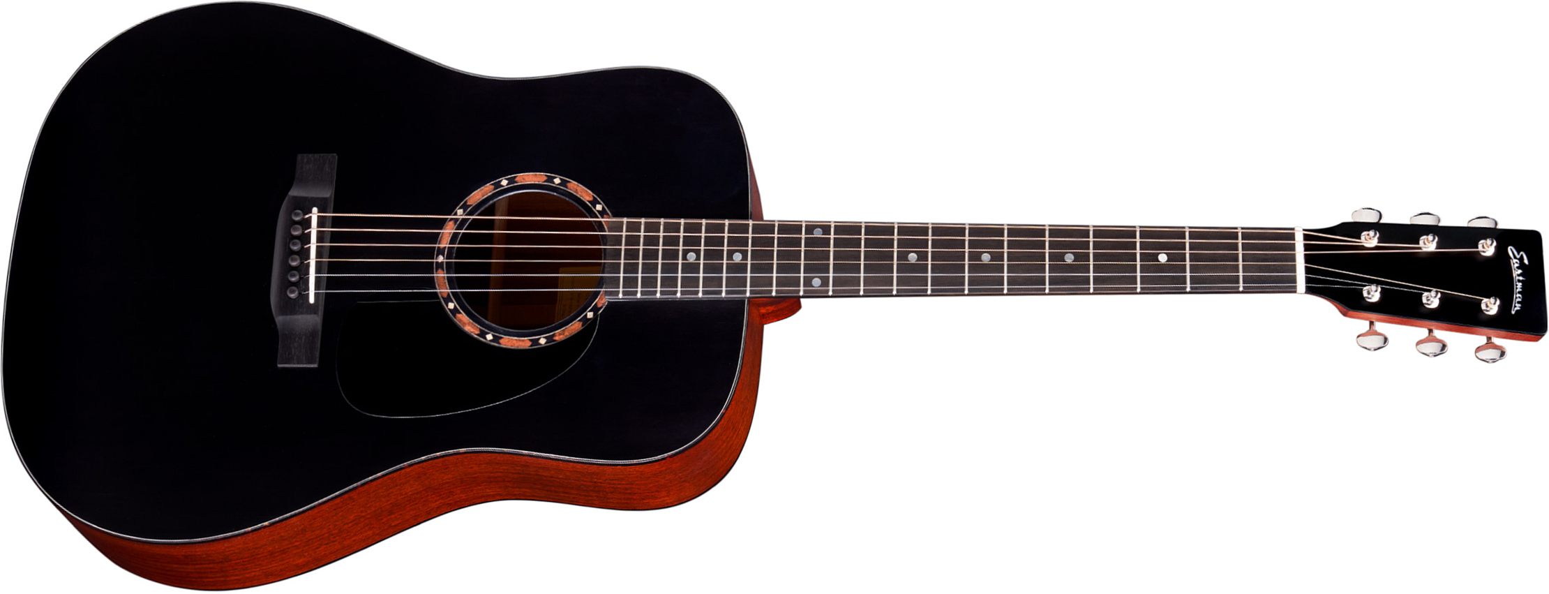 Eastman E2d Traditional Dreadnought Cedre Sapele Eb - Black Satin - Westerngitarre & electro - Main picture