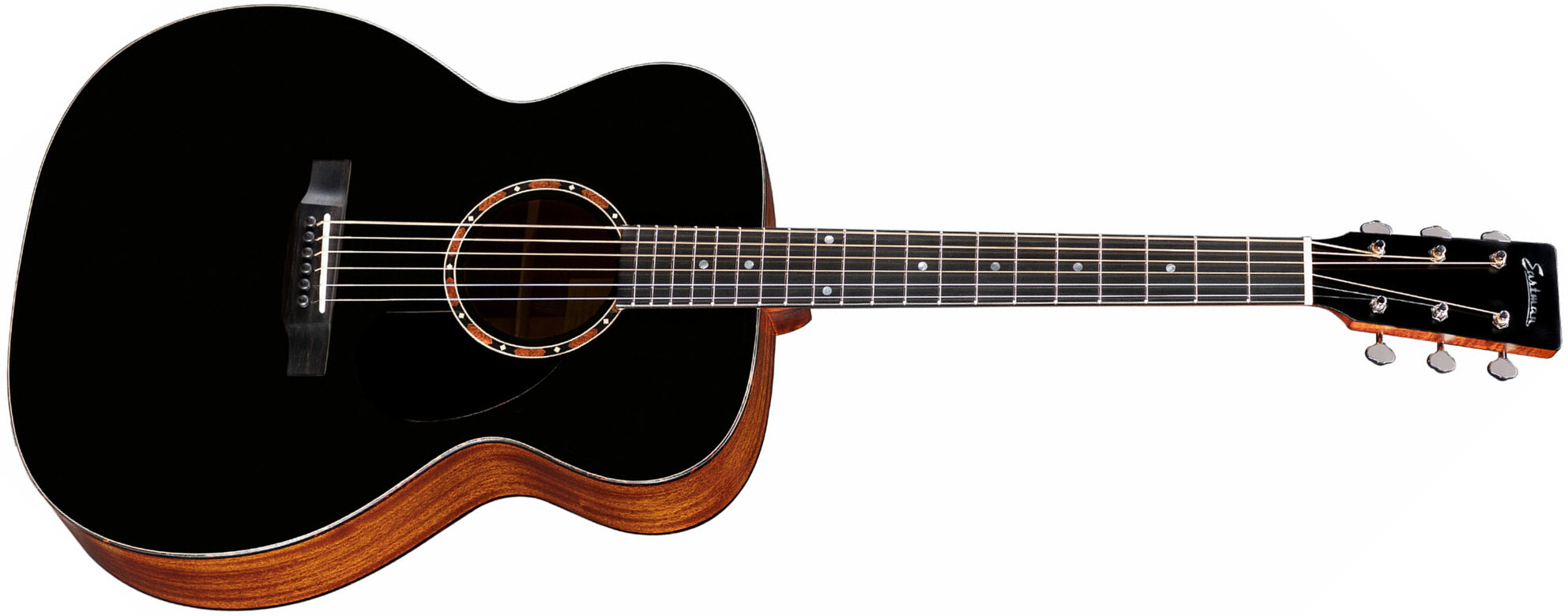 Eastman E2om Traditional Orchestra Model Cedre Sapele Eb - Truetone Satin Black - Westerngitarre & electro - Main picture