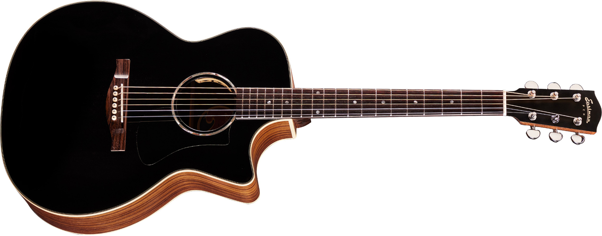 Eastman Pch2-gace Grand Auditorium Cw Epicea Palissandre Rw - Truetone Satin Black - Folk-Gitarre - Main picture