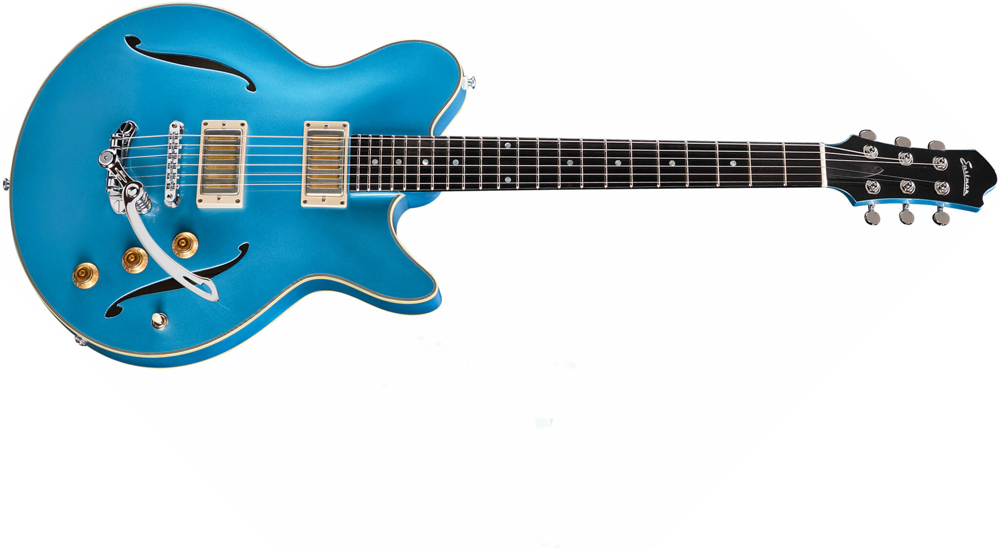 Eastman Romeo La Thinline Laminate 2p90 Seymour Duncan Trem Eb - Celestine Blue - Semi-Hollow E-Gitarre - Main picture