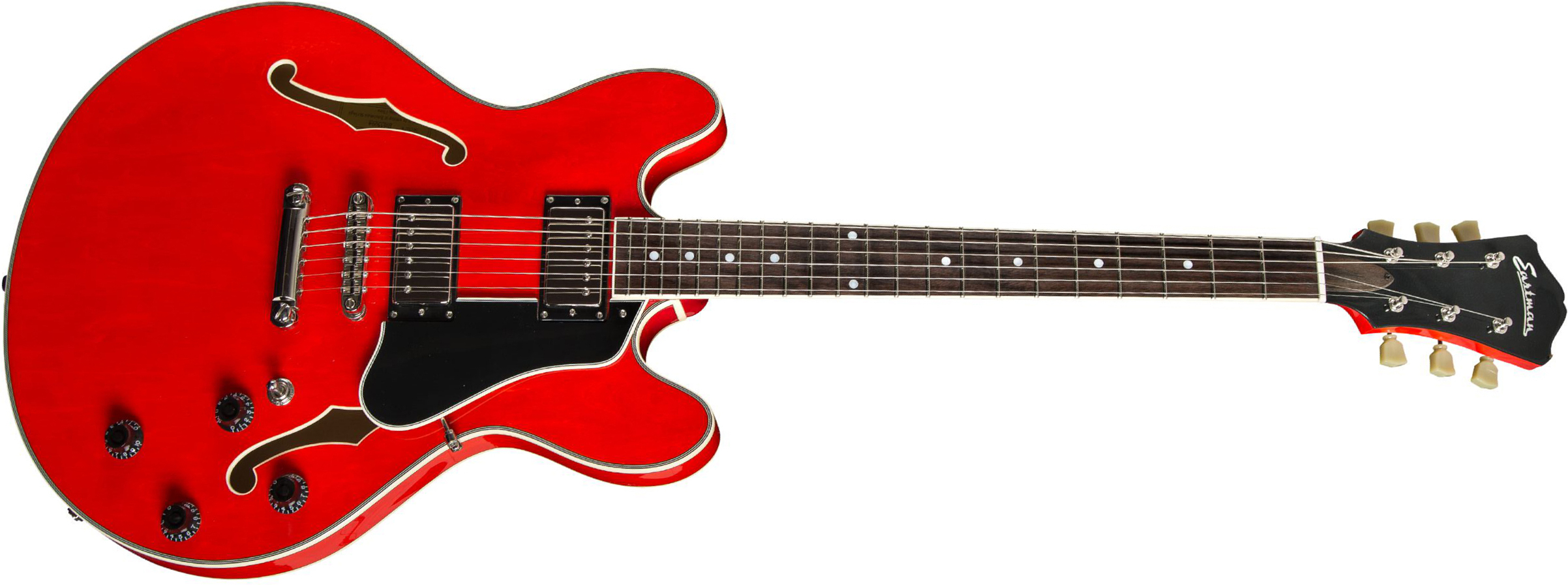 Eastman T386 Thinline Laminate Tout Erable Ht Eb - Red - Semi-Hollow E-Gitarre - Main picture