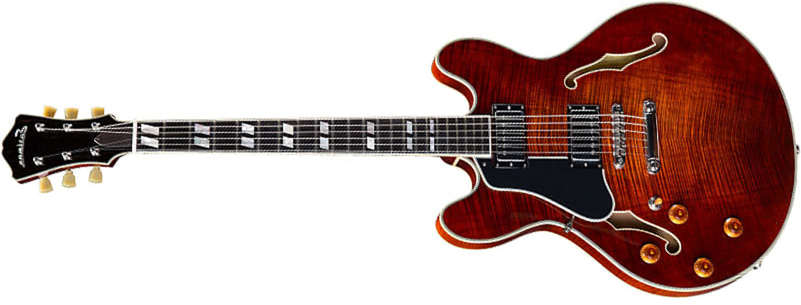 Eastman T486 Thinline Laminate Gaucher Tout Erable Hh Seymour Duncan Ht Eb - Classic - E-Gitarre für Linkshänder - Main picture
