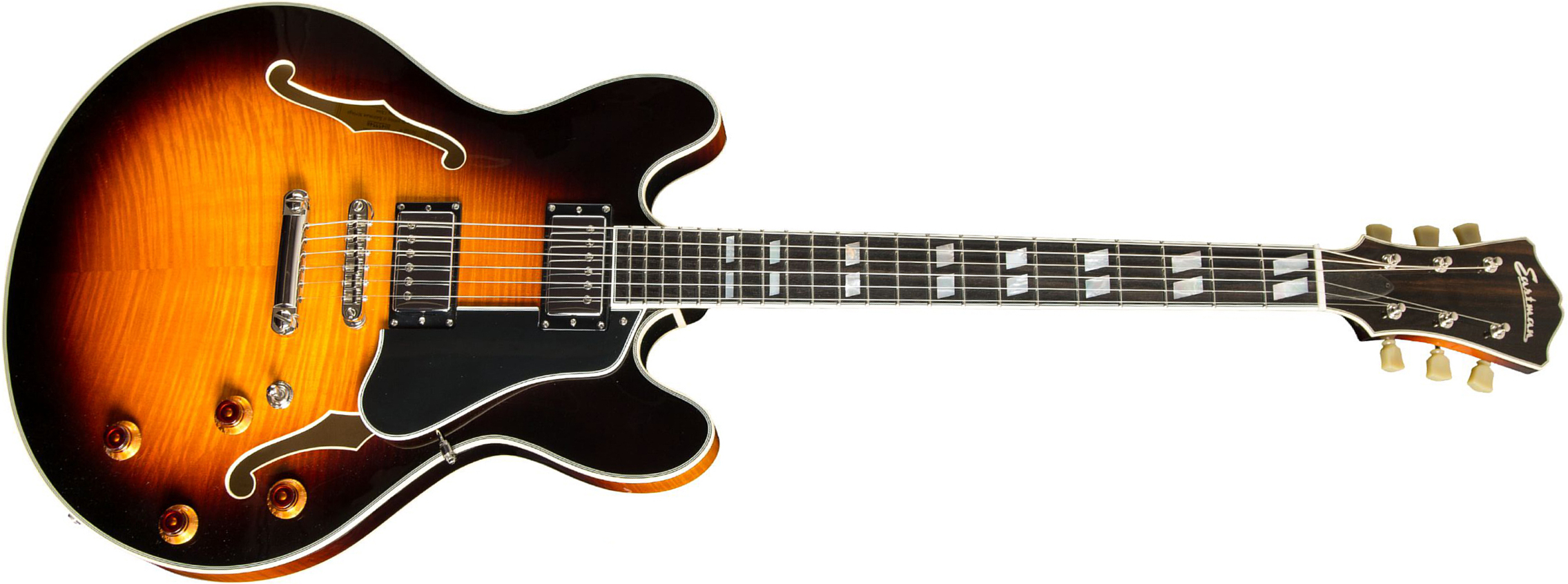 Eastman T486 Thinline Laminate Tout Erable Hh Seymour Duncan Ht Eb - Sunburst - Semi-Hollow E-Gitarre - Main picture