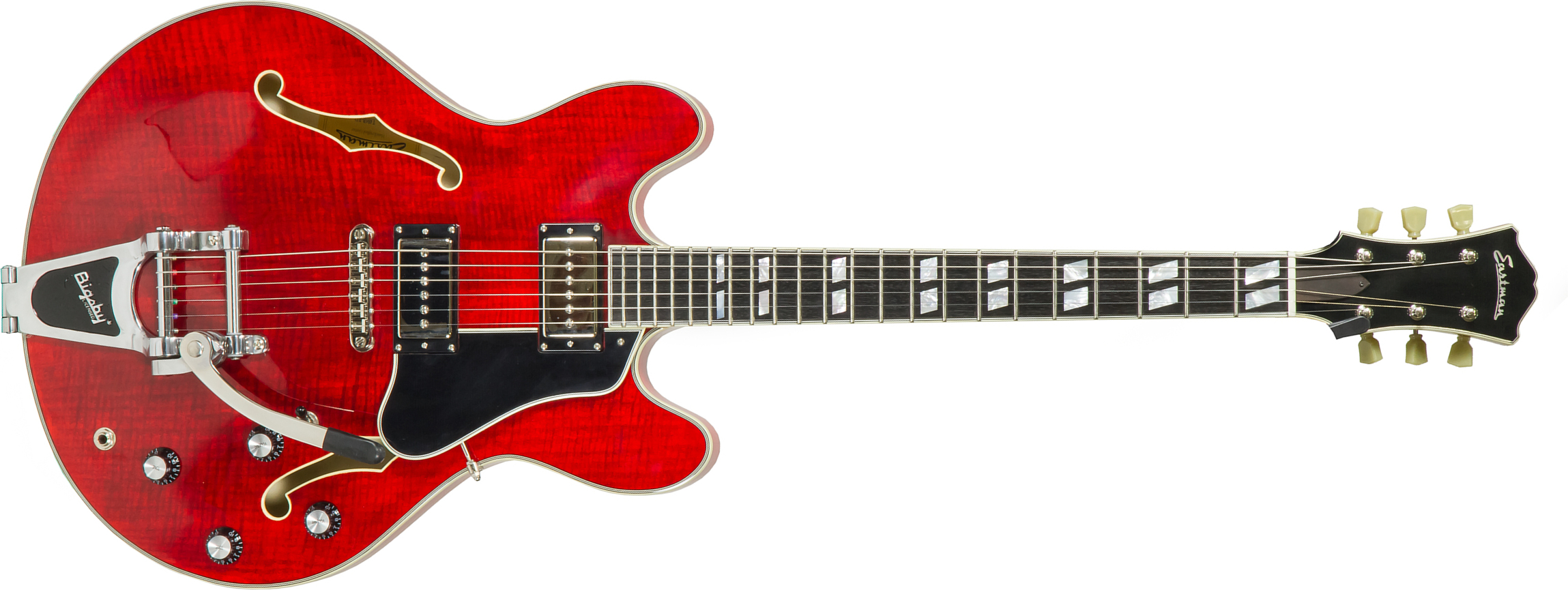 Eastman T486b Thinline Laminate Tout Erable Ss Seymour Duncan Bigsby Eb - Red - Semi-Hollow E-Gitarre - Main picture