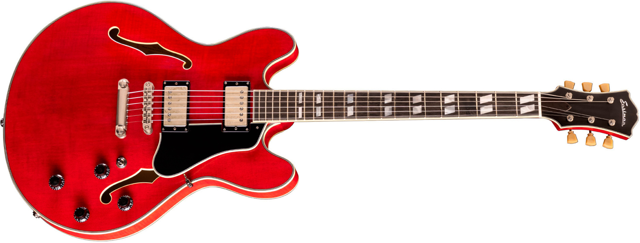 Eastman T59/tv Thinline 2h Seymour Duncan Ht Eb - Truetone Vintage Gloss Red - Single-Cut-E-Gitarre - Main picture