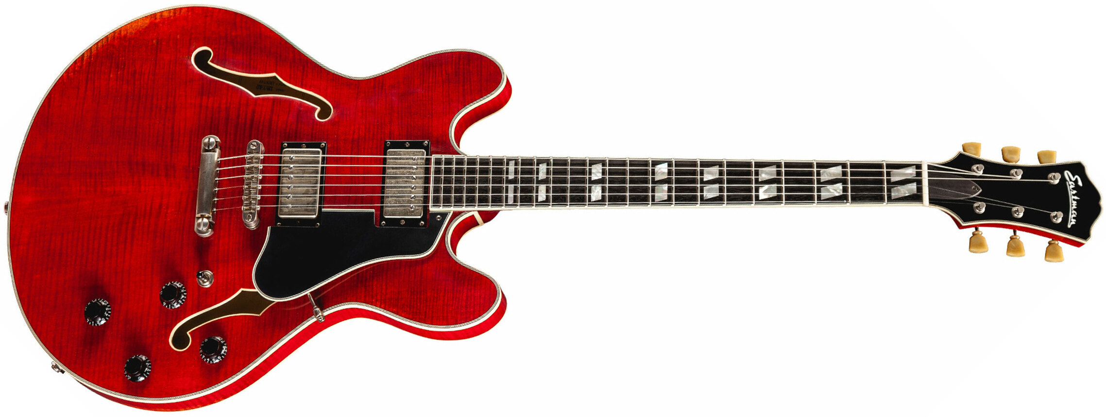 Eastman T59v Thinline Laminate Hh Lollar Ht Eb - Red - Semi-Hollow E-Gitarre - Main picture