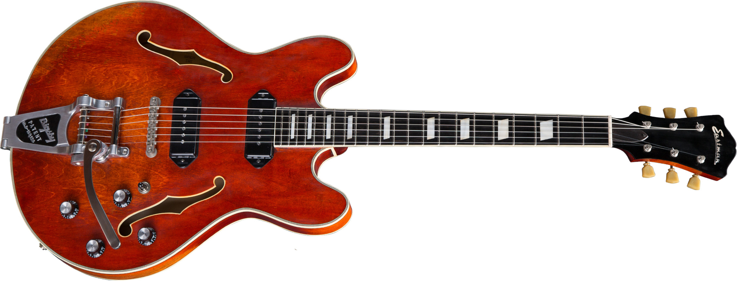 Eastman T64/v Thinline Laminate Tout Erable 2p90 Lollar Trem Bigsby Eb - Classic - Semi-Hollow E-Gitarre - Main picture