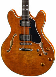 Semi-hollow e-gitarre Eastman T59v Thinline Laminate - Amber