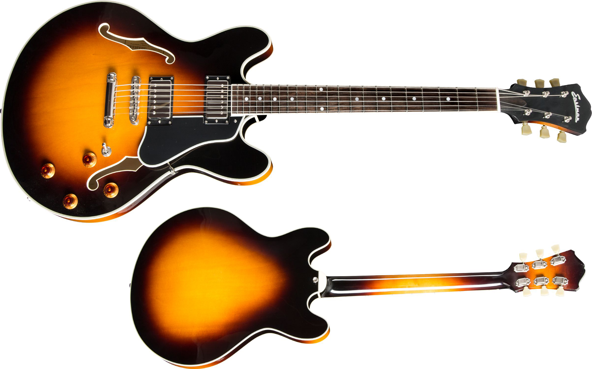 Eastman T386 Thinline Laminate Tout Erable Ht Eb - Sunburst - Semi-Hollow E-Gitarre - Variation 1