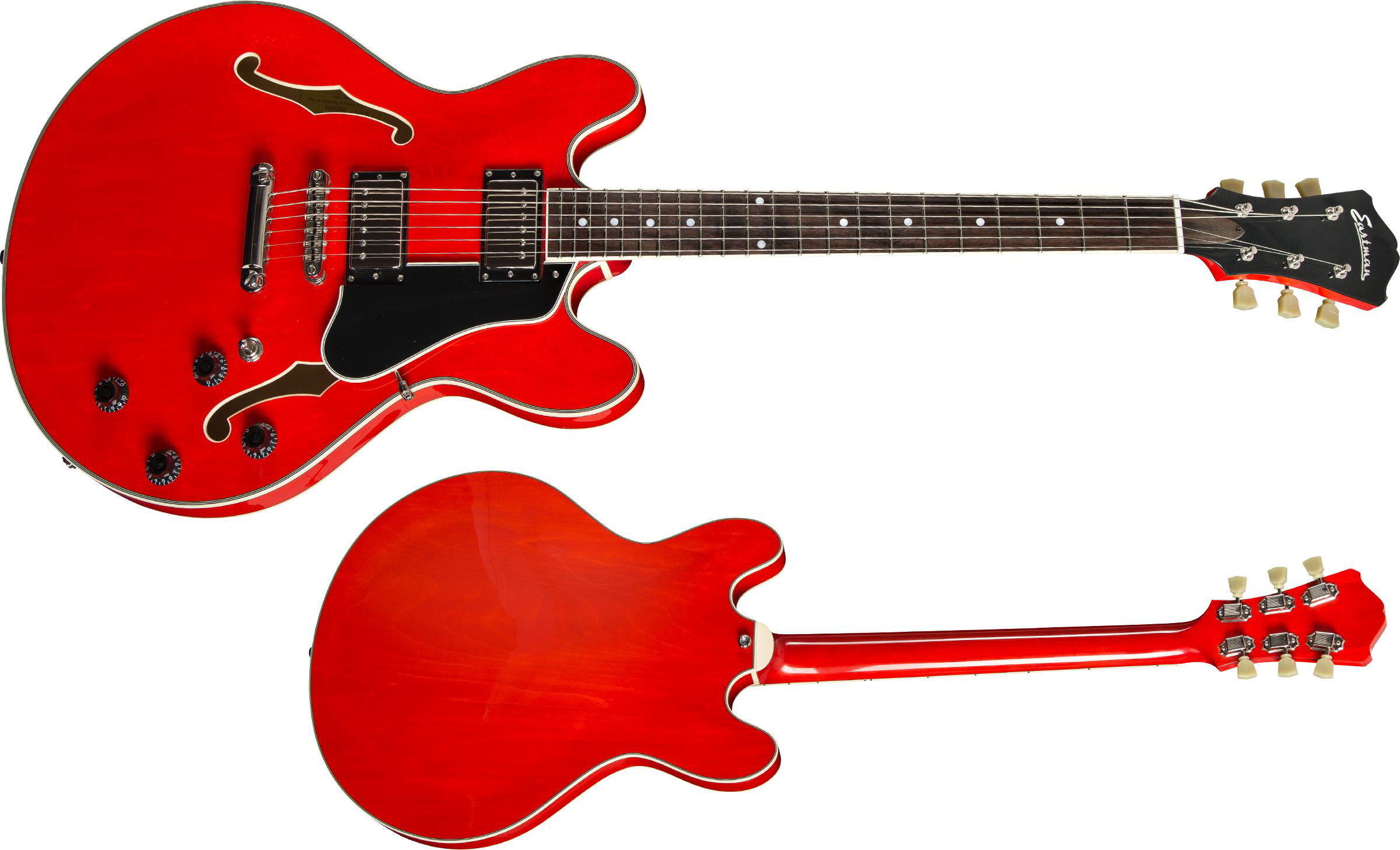 Eastman T386 Thinline Laminate Tout Erable Ht Eb - Red - Semi-Hollow E-Gitarre - Variation 1