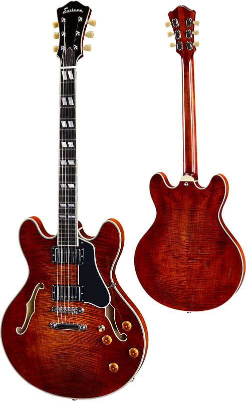 Eastman T486 Thinline Laminate Gaucher Tout Erable Hh Seymour Duncan Ht Eb - Classic - E-Gitarre für Linkshänder - Variation 1