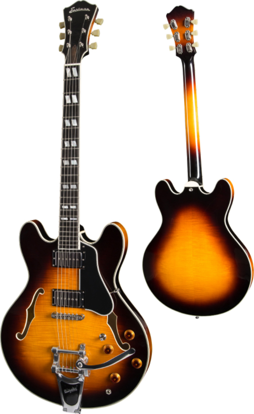 Eastman T486b Thinline Laminate Tout Erable 2p90 Seymour Duncan Bigsby Eb - Sunburst - Semi-Hollow E-Gitarre - Variation 1