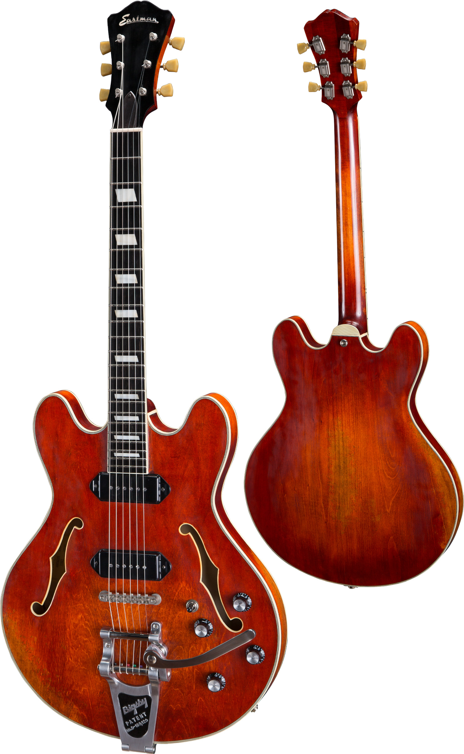 Eastman T64/v Thinline Laminate Tout Erable 2p90 Lollar Trem Bigsby Eb - Classic - Semi-Hollow E-Gitarre - Variation 1