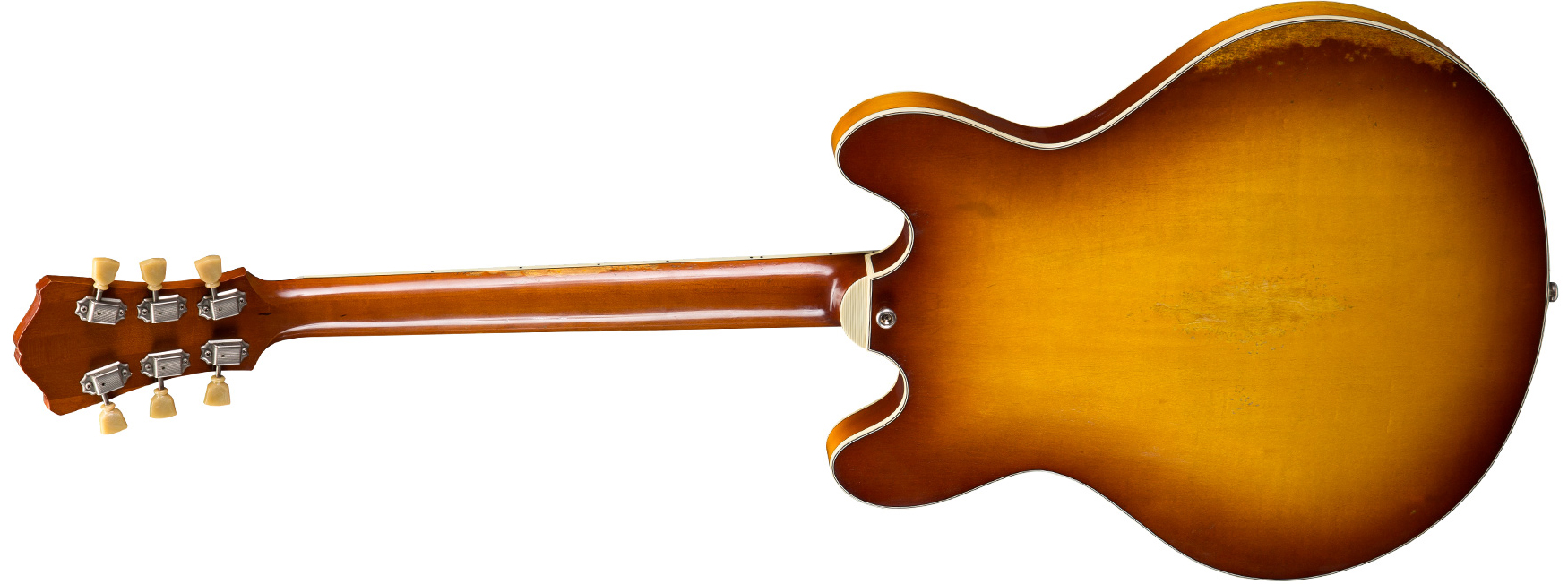 Eastman T64/v Thinline Laminate Tout Erable 2p90 Lollar Ht Eb - Antique Gold Burst - Semi-Hollow E-Gitarre - Variation 2