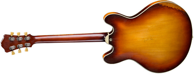 Eastman T64/v Thinline Laminate Tout Erable Bigsby 2p90 Lollar Bigsby Eb - Goldburst - Semi-Hollow E-Gitarre - Variation 1