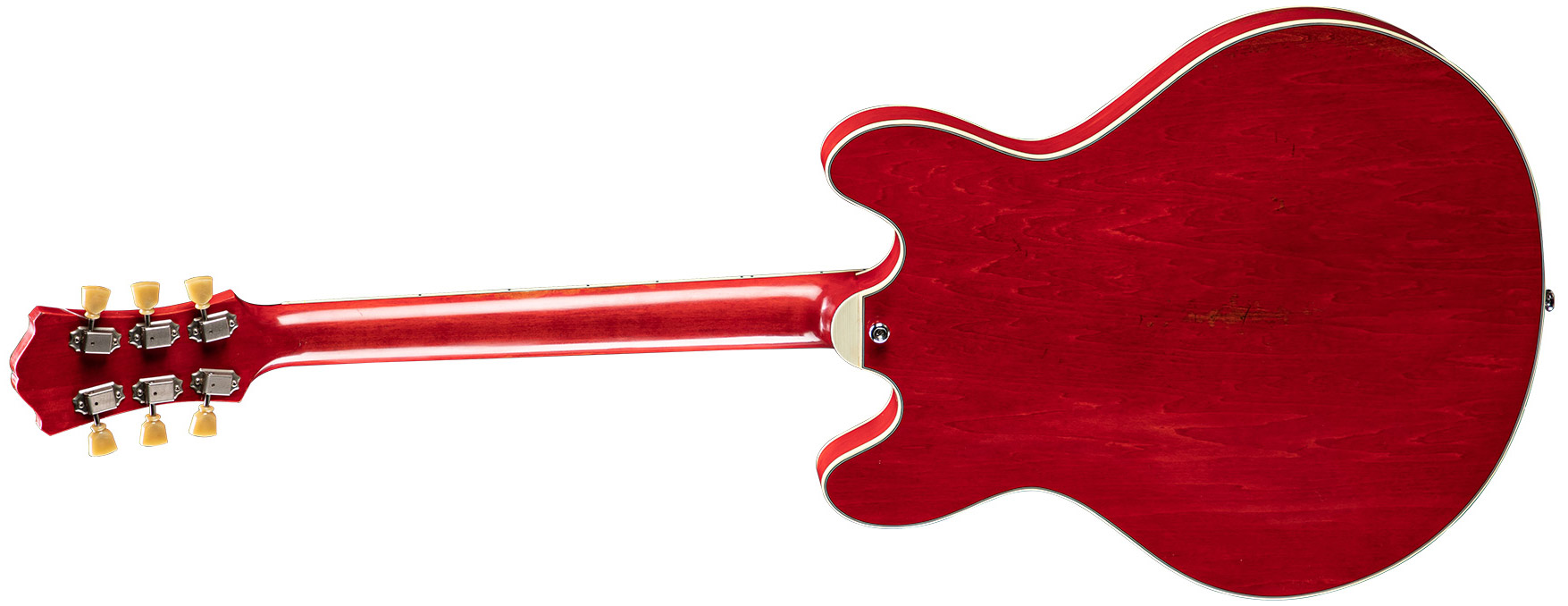 Eastman T64/v Thinline Laminate Tout Erable 2p90 Lollar Ht Eb - Antique Red - Semi-Hollow E-Gitarre - Variation 1