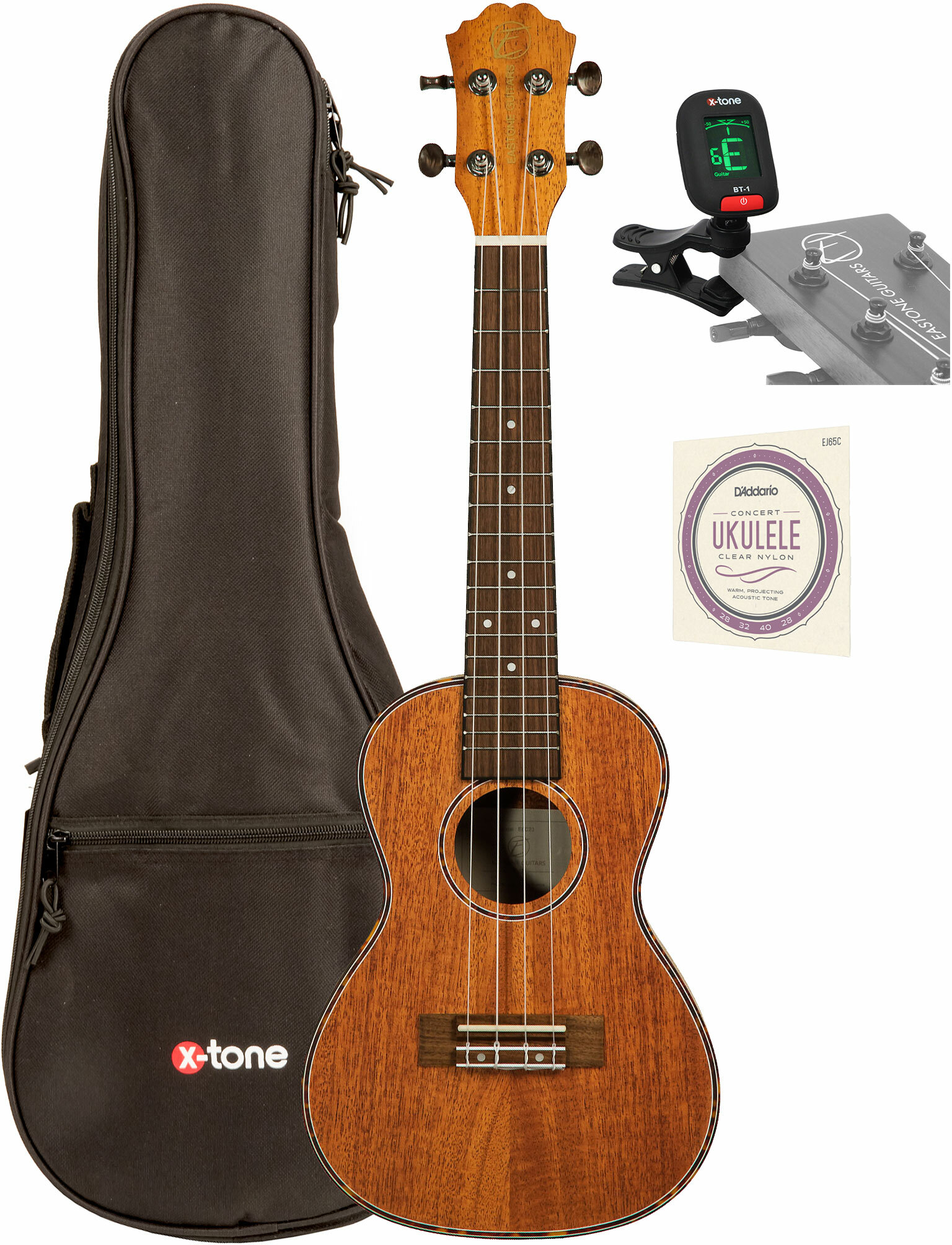 Eastone E6c23 Concert Tout Acajou Noy  +x-tone 3110 Tuner / 2021 Bag / D'addario Ej65c Matte - Ukulele Paket - Main picture