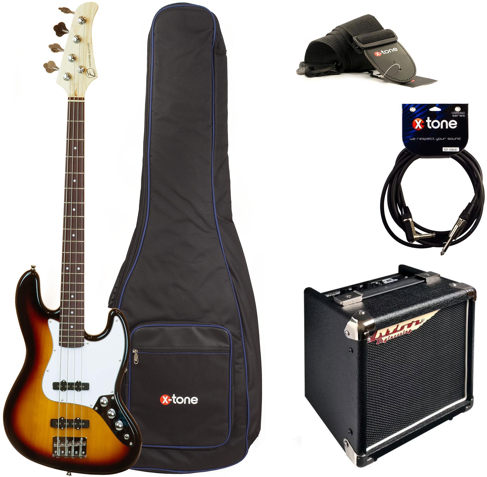 E-bass set Eastone JAB +Ashdown Studio Tour Bus +Accessoires - 3 tone sunburst
