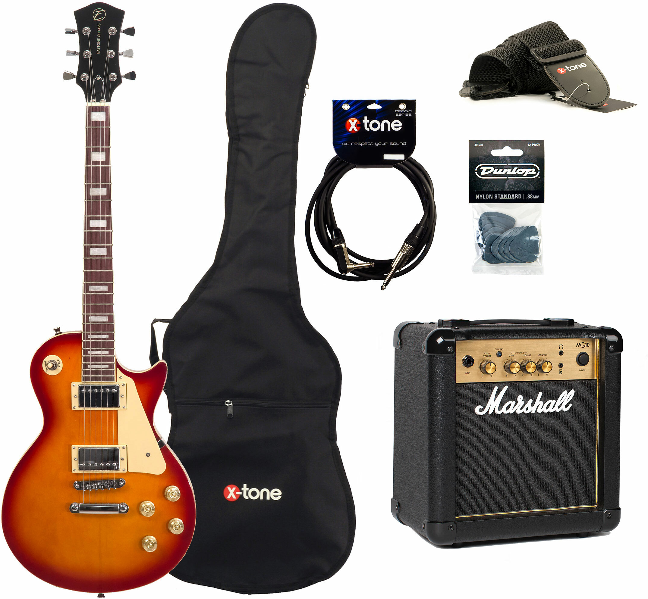 Eastone Lp100 Cs +marshall Mg10 10w +cable +mediators +housse + Mg10g Gold Combo 10 W - Cherry Sunburst - E-Gitarre Set - Main picture