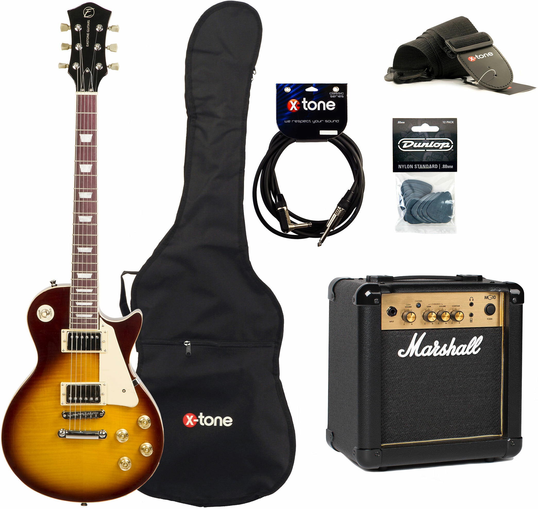Eastone Lp200 Hb +marshall Mg10 10w +cable +mediators +housse - Honey Sunburst - E-Gitarre Set - Main picture