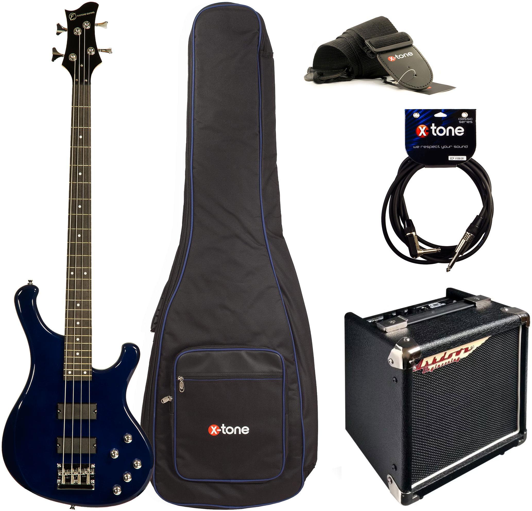 E-bass set Eastone RB +Ashdown Studio Tour Bus +Accessoires - Blue