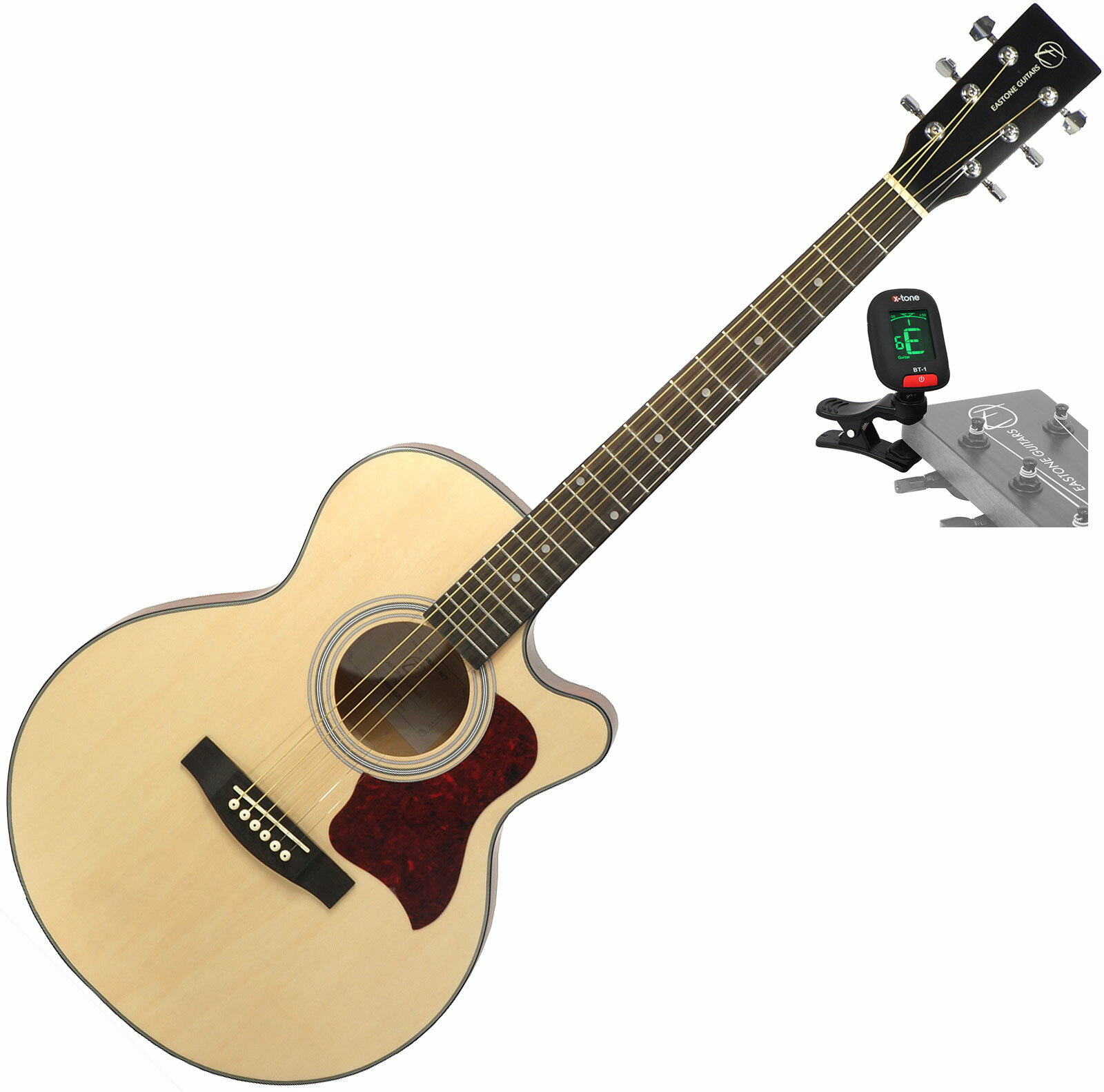 Eastone Sb20c-nat +x-tone Accordeur Clip-on - Natural - Westerngitarre Set - Main picture