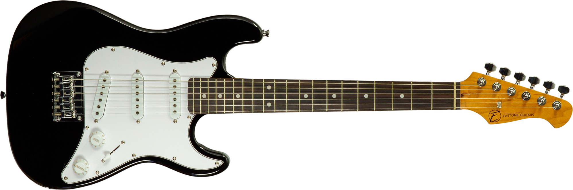 Eastone St-mini-blk 3s Trem Pur - Black - E-Gitarre für Kinder - Main picture