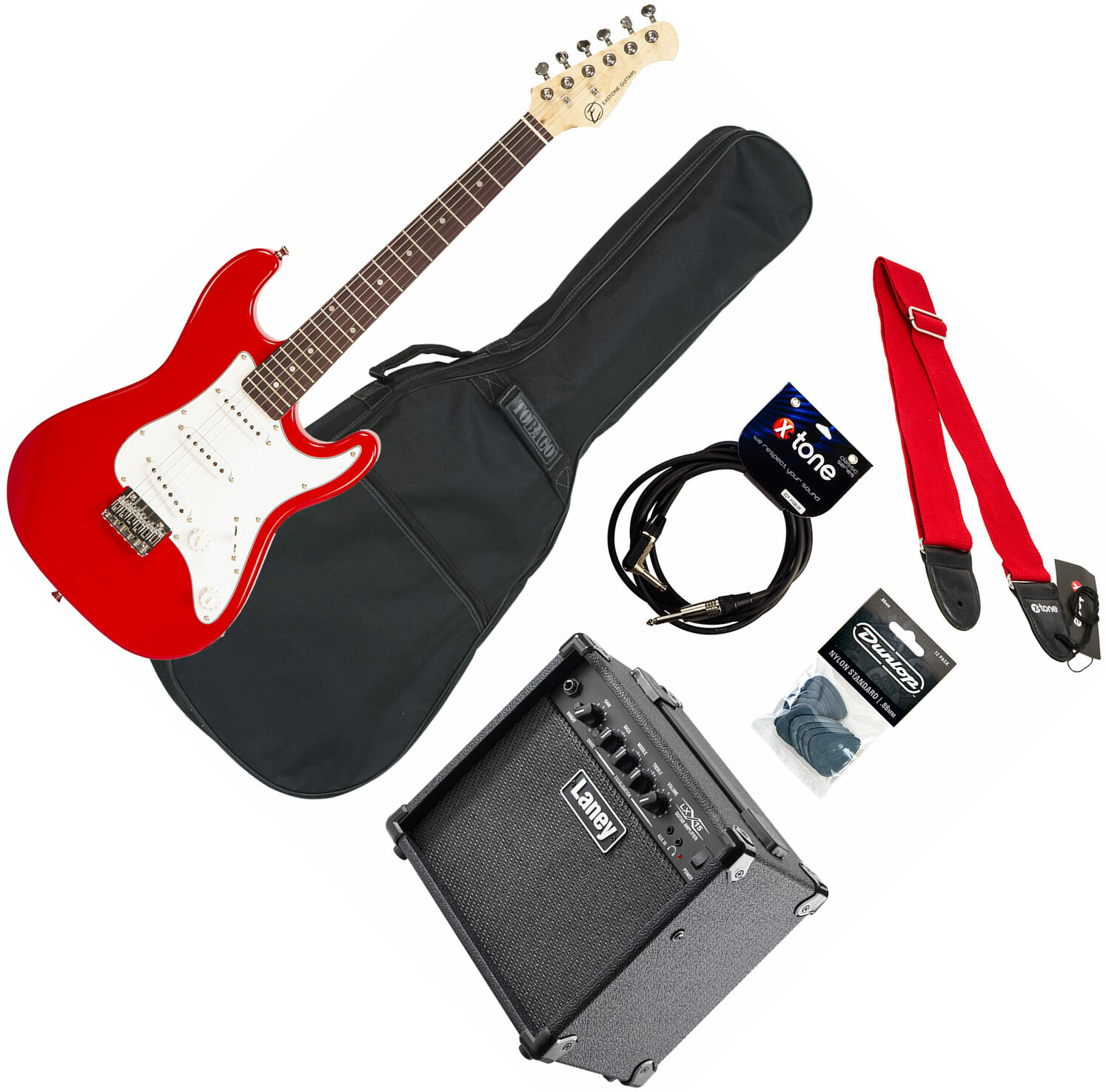 Eastone Str Mini +marshall Mg10 +cable +housse +courroie +mediators - Red - E-Gitarre für Kinder - Main picture