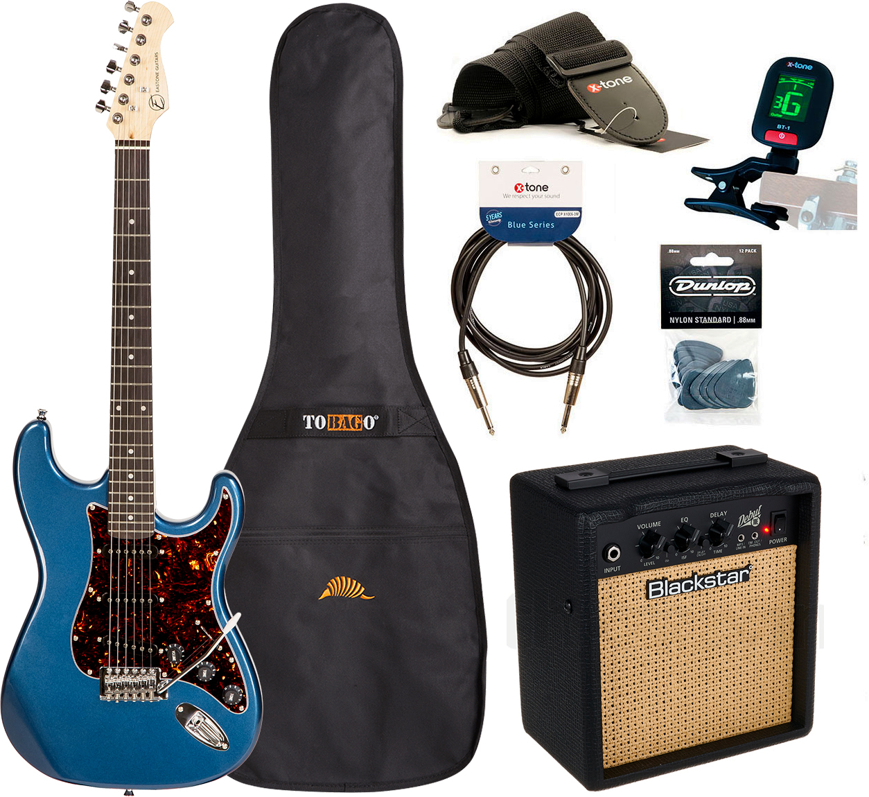 Eastone Str70 +blackstar Debut 10 +cable +clip-on Tuner +mediators +housse +courroie - Purple Blue - E-Gitarre Set - Main picture