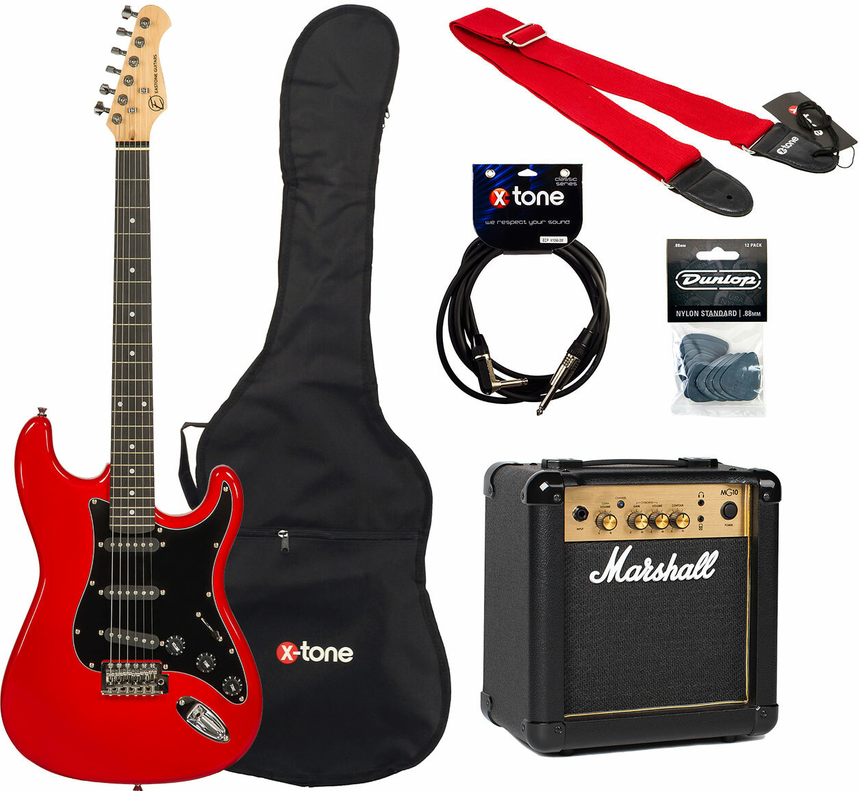 Eastone Str70t +marshall Mg10 10w +cable +mediators +housse - Ferrari Red - E-Gitarre Set - Main picture
