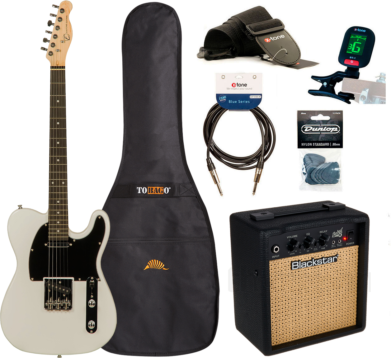 Eastone Tl70 +blackstar Debut 10 +cable +clip-on Tuner +mediators +housse +courroie - Olympic White - E-Gitarre Set - Main picture