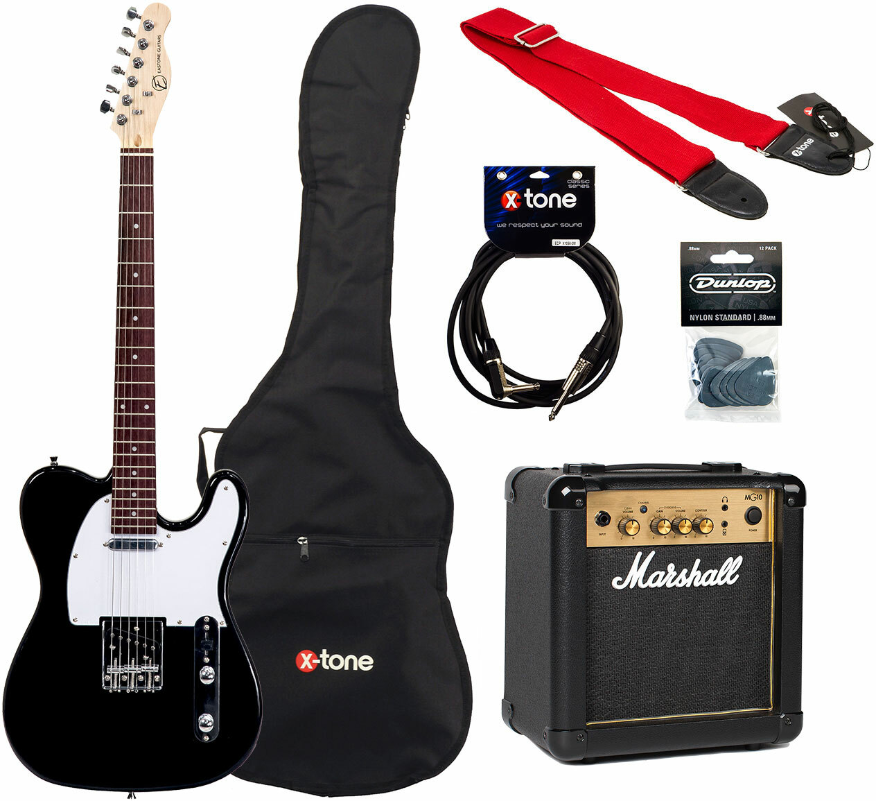 Eastone Tl70 +marshall Mg10g Combo 10 W +housse +courroie +cable +mediators - Black - E-Gitarre Set - Main picture