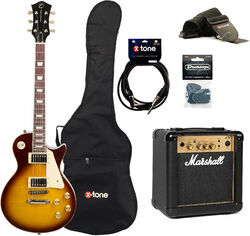 E-gitarre set Eastone LP200 HB +MARSHALL MG10 10W +CABLE +MEDIATORS +HOUSSE - Honey sunburst