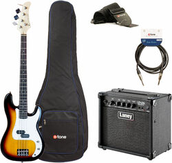 E-bass set Eastone RB +Laney LX15B +Accessoires - 3 tone sunburst