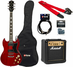 E-gitarre set Eastone SDC70 +Marshall MG10G Gold +Accessoires - Red