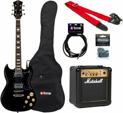 E-gitarre set Eastone SDC70 +Marshall MG10G Gold +Accessoires - Black