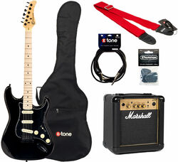 E-gitarre set Eastone STR70 GIL +MARSHALL MG10 +HOUSSE +COURROIE +CABLE +MEDIATORS - Black