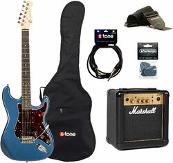 E-gitarre set Eastone STR70T LPB +MARSHALL MG10 10W +CABLE +MEDIATORS +HOUSSE - Lake placid blue