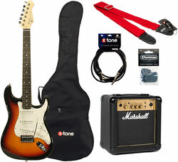 E-gitarre set Eastone STR70T +Marshall MG10G +Accessories - 3 tone sunburst