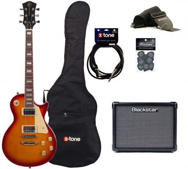 E-gitarre set Eastone LP100 +Blackstar ID Core V3 10W +Accessoires - Cherry sunburst