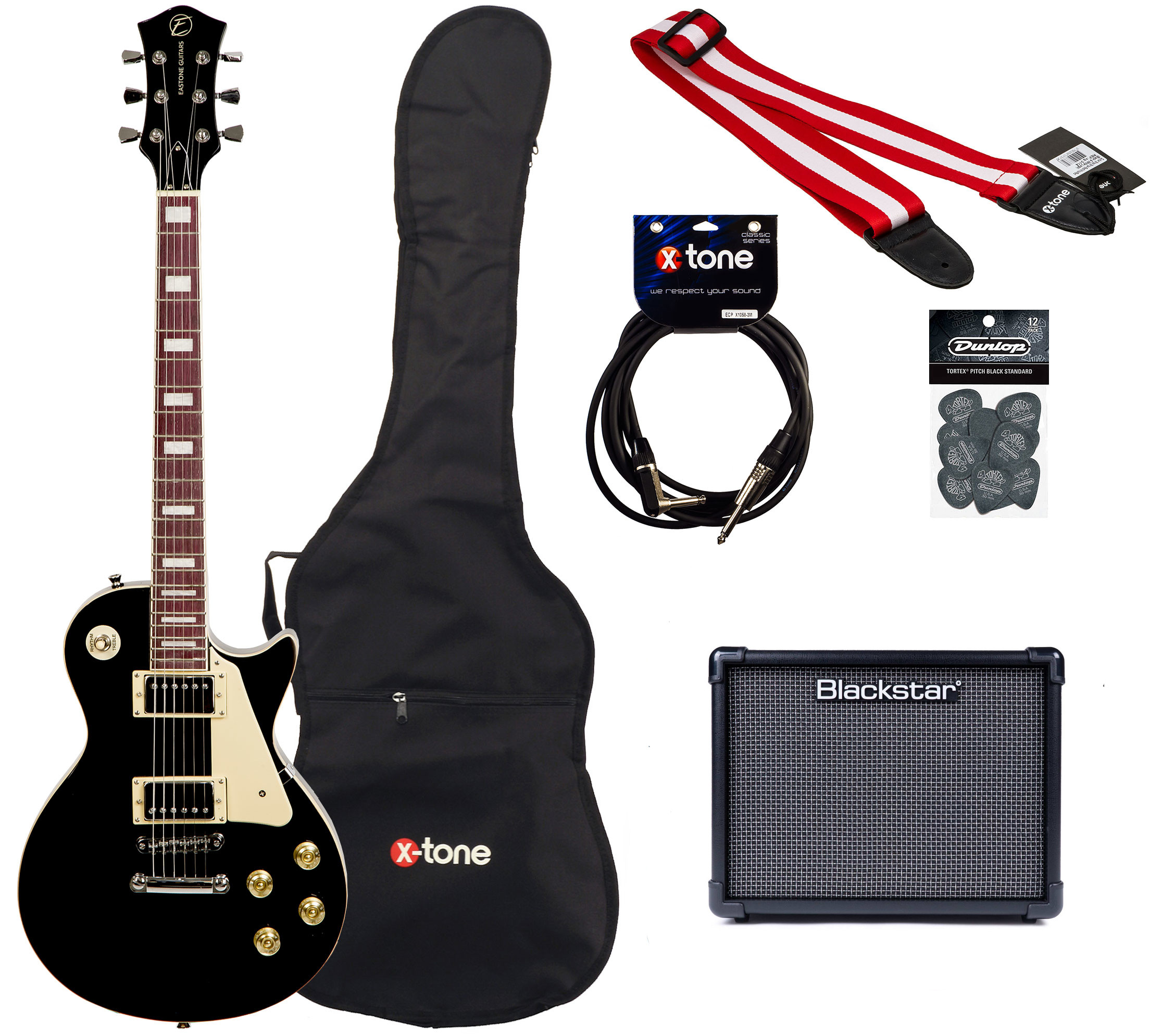 Eastone Lp100 +blackstar Id Core V3 10w +cable +mediators +housse - Black - E-Gitarre Set - Variation 4