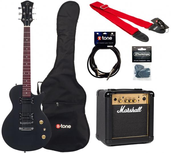 Solidbody e-gitarre Eastone LPL70 +Marshall MG10G +Accessories - black satin